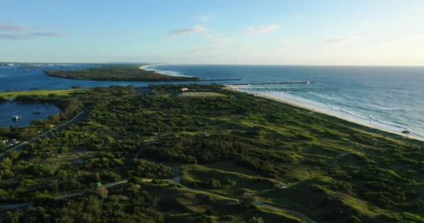 High Looking North South Stradbroke Island Gold Coast Spit Sunrise — Stock Video