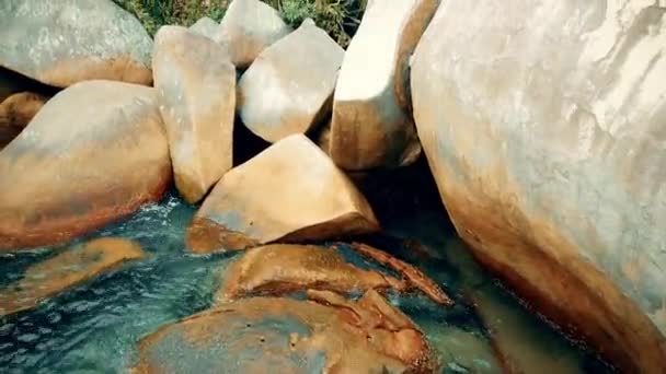 Water Dropping Day Day Wears Hardest Rock Away Blue Water — Wideo stockowe