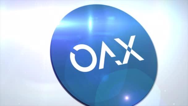 Oax Cryptocurrency Logo Coin Animation Motion Graphics Reveal White Background — Stockvideo