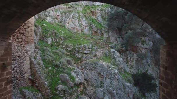 Abandoned Katholiko Bridge Crete Aerial View Bridge Drone Reveals — Vídeos de Stock