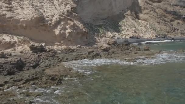 Falésia Rochosa Porto Dos Frades Madeira Portugal Panning — Vídeo de Stock