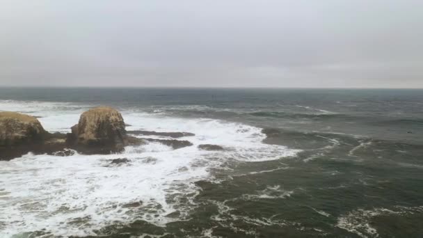 Punta Lobos Pichilemu Chili Grote Golven Winter Surf — Stockvideo