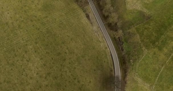 Drone Vlucht Straat Velden — Stockvideo