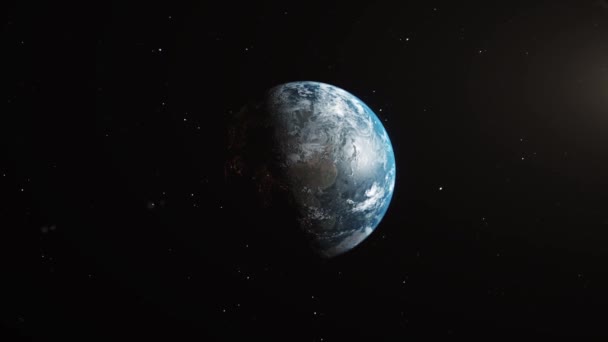 Bela Vista Terra Partir Espaço Mudança Horário Das Luzes Noite — Vídeo de Stock
