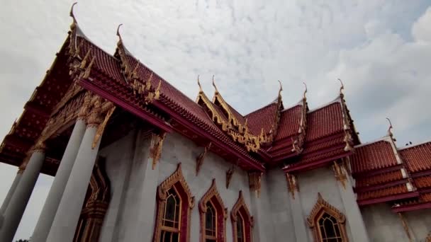 Wat Benchamabophit Dusitwanaram Ratchaworawihan Також Відомий Мармуровий Храм Один Найвідоміших — стокове відео