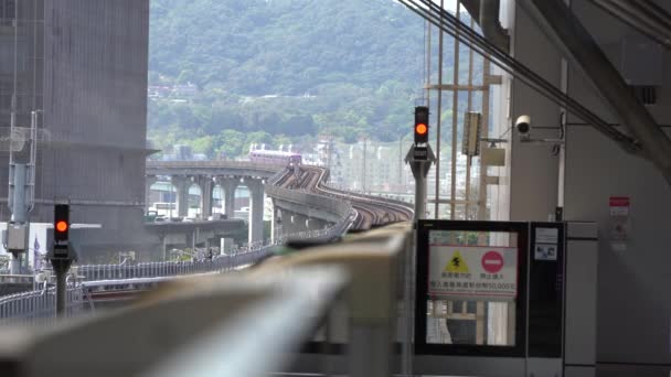 Passenger Commuter Train Arriving Station Taiwan Efficient Railways Public Transportation — Video Stock