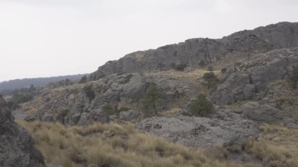 Een Spaanse Wandelaar Bovenop Berg Tlaloc Onder Een Bewolkte Lucht — Stockvideo