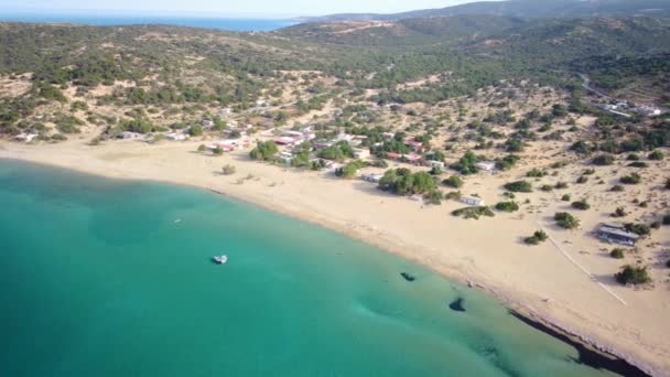 Aerial Footage Beach Beautiful Gavdos Island Agios Ioannis Beach Greece — Wideo stockowe