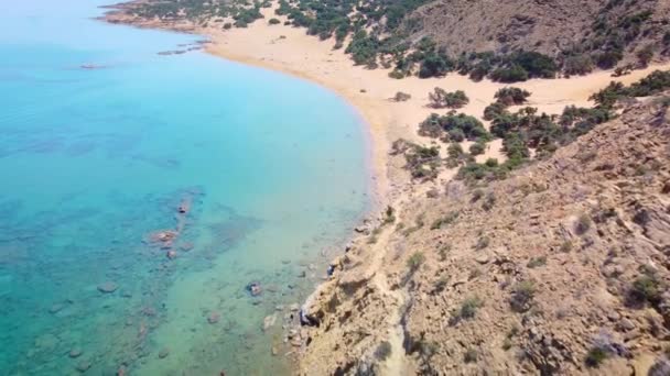 Aerial Drone Footage Famous Turquoise Beach Agios Ioannis Greece — Video Stock