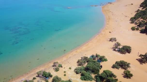 Dune Sabbia Arancione Alberi Savin Spiaggia Agios Ioanis Isola Gavdos — Video Stock