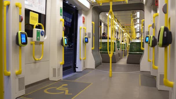 Footage Empty Melbourne Tram Due Covid Pandemic Lockdown — Wideo stockowe