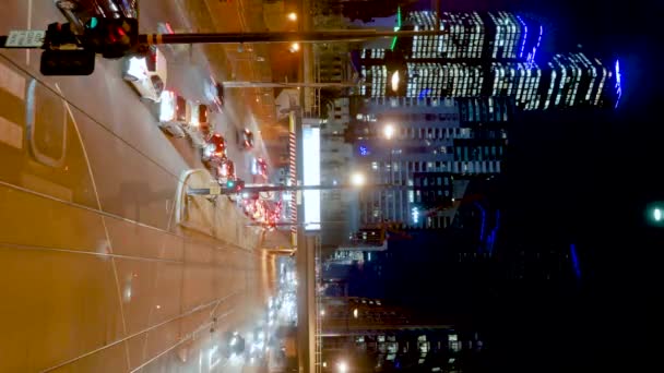 Night Timelapse Busy Downtown Melbourne City Filled Movements Traffics Trains — Vídeo de Stock