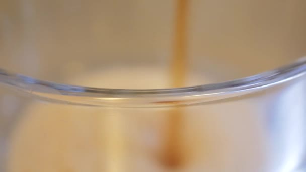 Lip Large Glass Focus Dark Fizzy Diet Soda Being Poured — Video