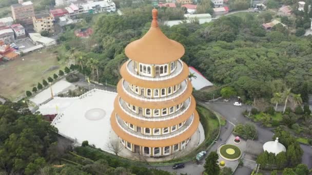 Circle Temple Experiencing Taiwanese Culture Spectacular Five Stories Pagoda Tiered — Vídeo de stock