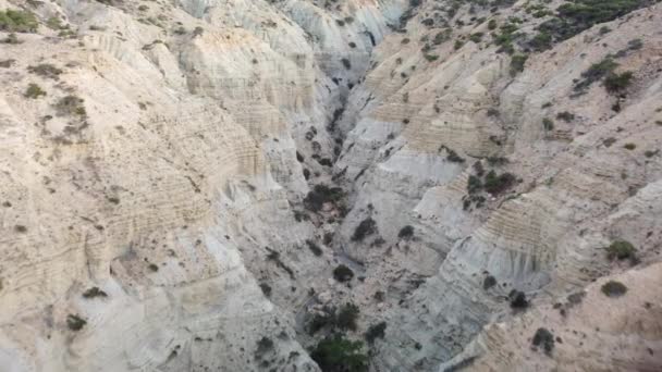 Aerial View Rock Gorge Mountain Gavdos Island Greece Geology Concept — 图库视频影像