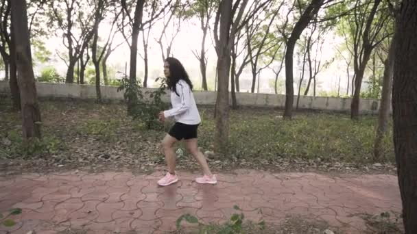 Woman Jogging Outdoors Slow Motion Video — ストック動画