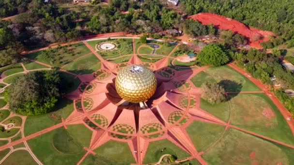 Arial View Auroville Auroville Experimentální Město Okrese Viluppuram Většinou Státě — Stock video