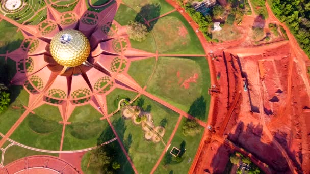 Arial View Auroville Auroville Experimentální Město Okrese Viluppuram Většinou Státě — Stock video