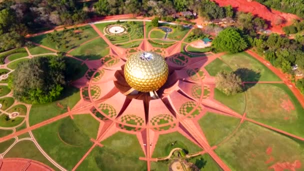 Arial View Auroville Auroville Experimental Township Viluppuram District Mostly State — Vídeos de Stock