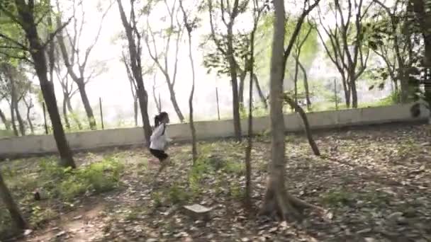 Woman Jogging Outdoors Slow Motion Video — 图库视频影像