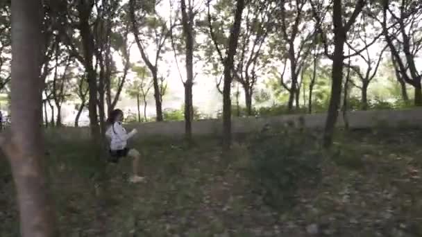 Woman Jogging Outdoors Slow Motion Video — Vídeo de Stock