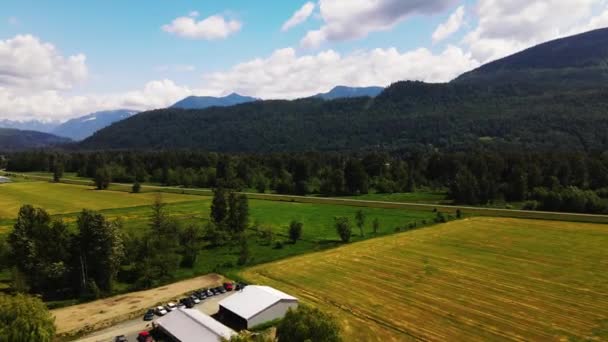 Canadá Colúmbia Britânica Chilliwack Drone Aéreo Montanha Rio Árvores Natureza — Vídeo de Stock