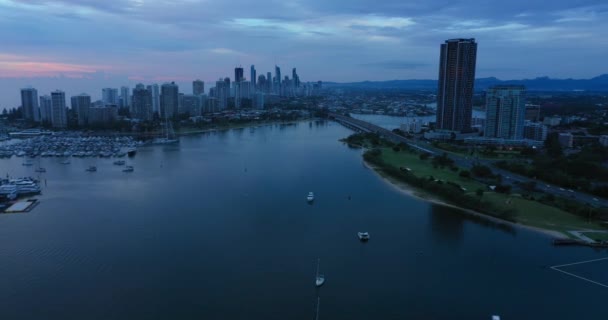 Peaceful Sunrise Gold Coast Australia Drone Catching First Light — Vídeos de Stock