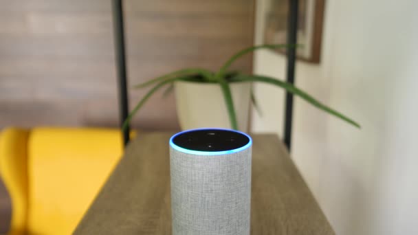 Smart Home Device Gets Activated Voice Command Static — Vídeo de Stock