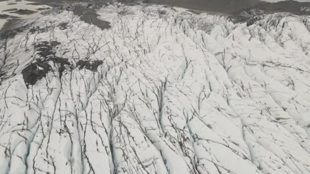 Aerial Forward Tilt Reveal Svinafellsjokull Glacier Surrounding Landscape Iceland — Vídeos de Stock