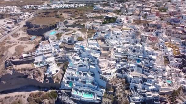 Aerial White Houses Santorini Island Greece — Stock Video
