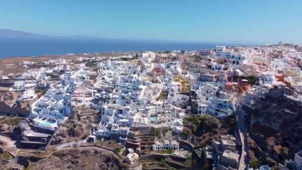 Drone Video Oia Town Santorini Greece — Stock Video