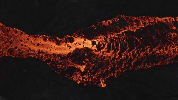 Golden Lava River Texture Abstract Aerial Sideways — ストック動画