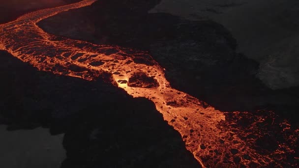 Lava Flow Volcanic Rocks Aerial Static View — Stock video
