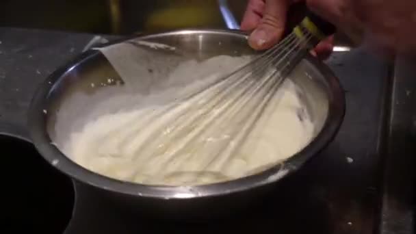 Whipped Cream Hands Using Whisk Mixer — Vídeo de stock