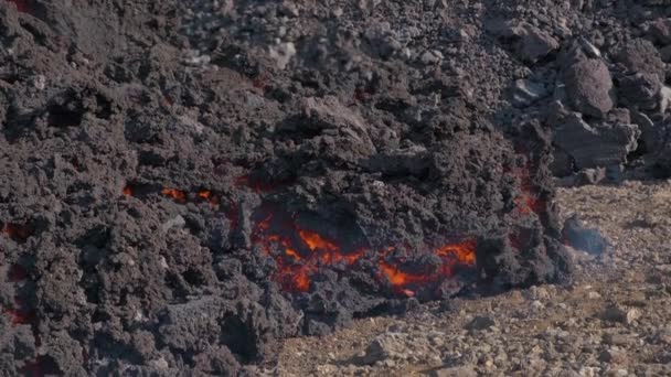 Incandescent Lava Effusive Rocks Handheld — Vídeos de Stock