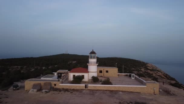 Vista Aérea Panorámica Del Faro Gavdos Grecia — Vídeo de stock