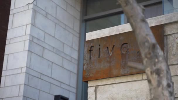 Number Five Stamped Rusty Bronze Metal Address Sign Attached Modern — Video Stock