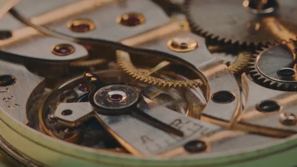 Close Gear Mechanism Vintage Watch Macro Shot — Vídeo de Stock