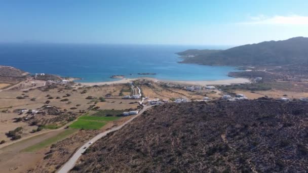Aerial View Road Magganari Beach Ios Island Greece — Stok Video
