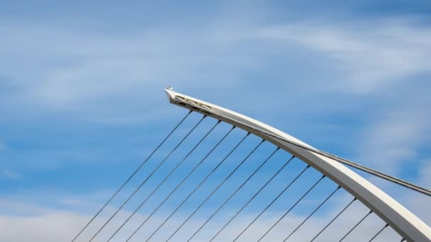 Time Lapse Samuel Beckett Bridge Dublin City Sunny Day Clouds — Stockvideo