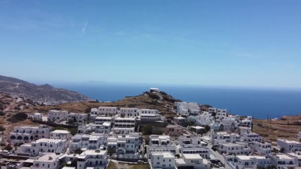 Chora Village Ios Island Greece Aerial View — Stock video