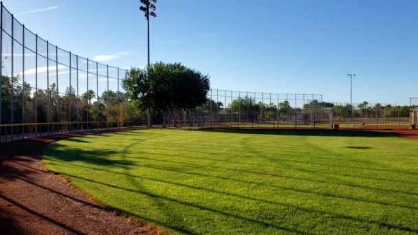 Baseball Field Park Panorama Blue Skies — Stockvideo