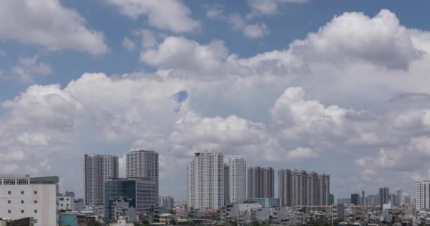 Urban Time Lapse Featuring High Rise Apartment Buildings Dramatic Clouds — Stockvideo