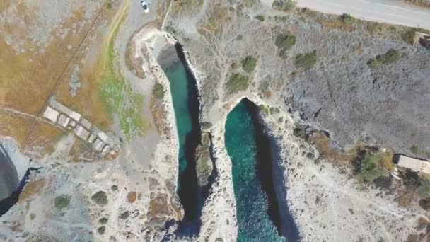 Aerial Drone Bird Eye View Iconic Lunar Volcanic White Chalk — Video Stock