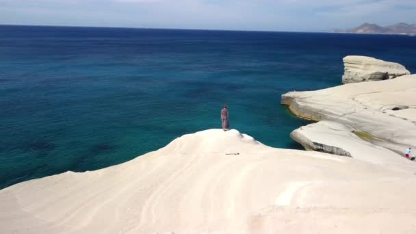 Schöne Mondlandschaft Strand Von Sarakiniko Insel Milos Den Kykladen Griechenland — Stockvideo