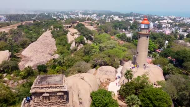 Group Monuments Mahabalipuram Collection 7Th 8Th Century Religious Monuments Coastal — Stok video