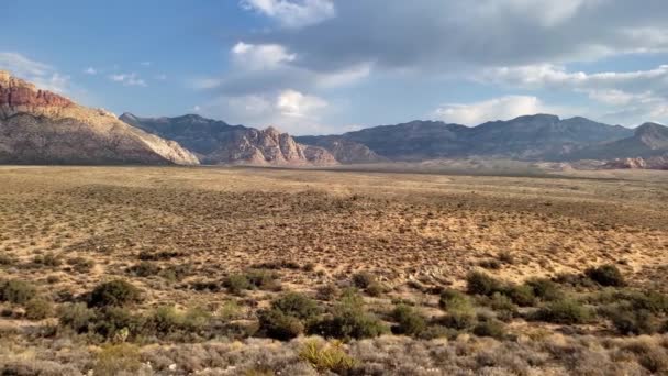 Red Rock Canyon Dramatic Clouds Pan Left — Stockvideo