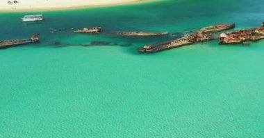 Tourist dive site, Green clear water, Moreton Island Wrecks, Queensland Australia. Done fly over,.