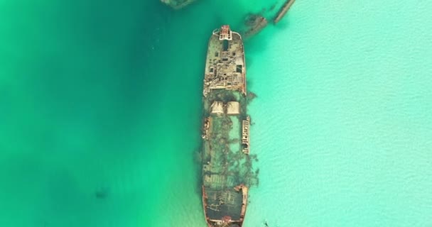 Top Fly Beautiful Clear Water Moreton Island Shipwrecks Artificial Reef — Vídeo de Stock