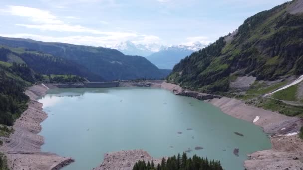 Pohled Ptačí Perspektivy Překrásný Lac Tseuzier Švýcarských Horách Valais — Stock video